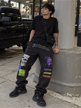 Primitive x Creepshow Creep Sweatpants Large Black Horror Graphic Joggers